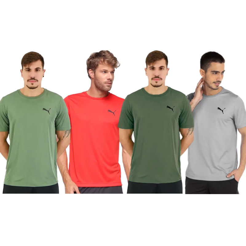 Kit 4 Camisetas Puma Active Small Logo Masculina