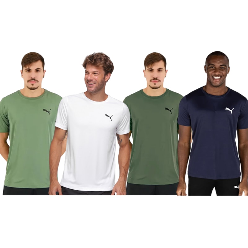 Kit 4 Camisetas Puma Active Small Logo Masculina