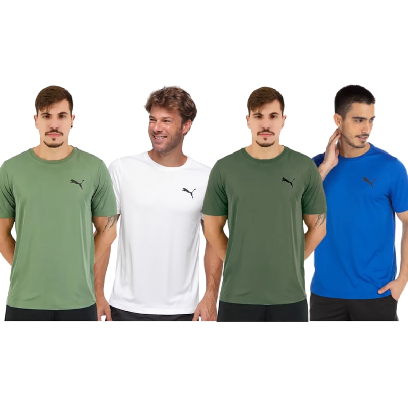 Kit 4 Camisetas Puma Active Small Logo Masculina