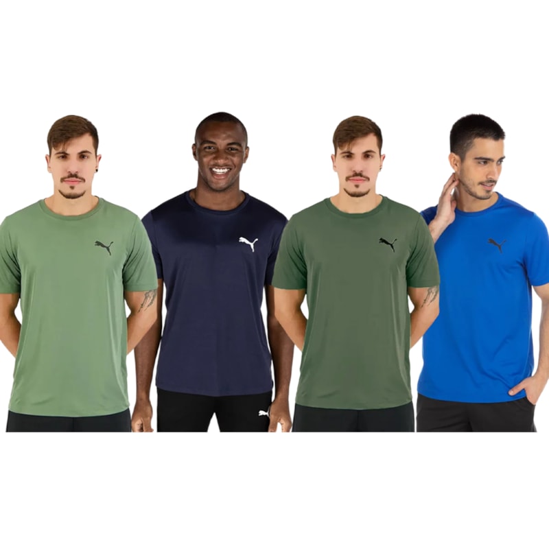 Kit 4 Camisetas Puma Active Small Logo Masculina