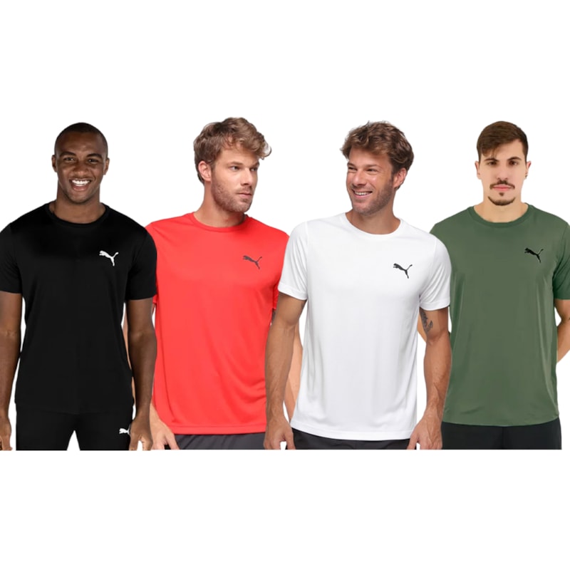 Kit 4 Camisetas Puma Active Small Logo Masculina