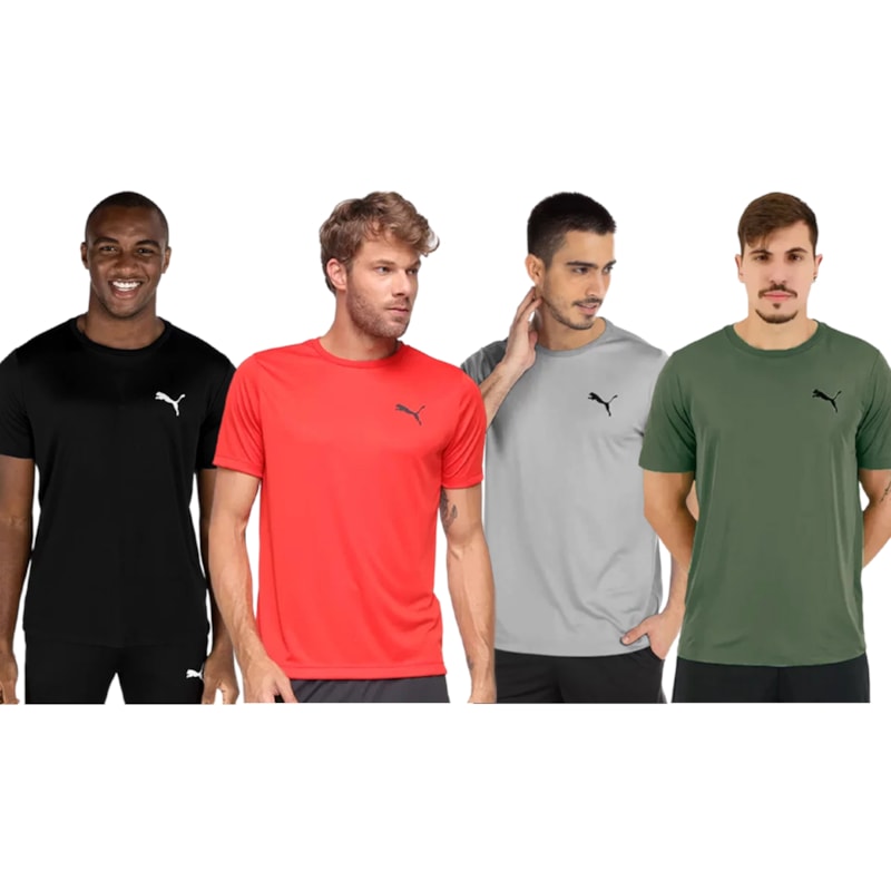 Kit 4 Camisetas Puma Active Small Logo Masculina