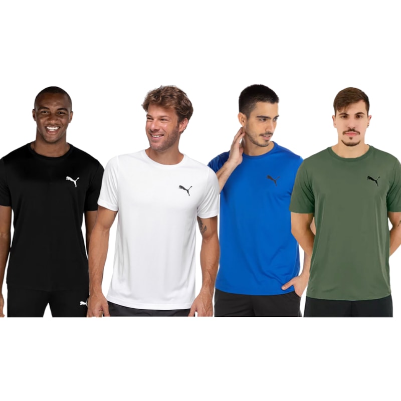 Kit 4 Camisetas Puma Active Small Logo Masculina