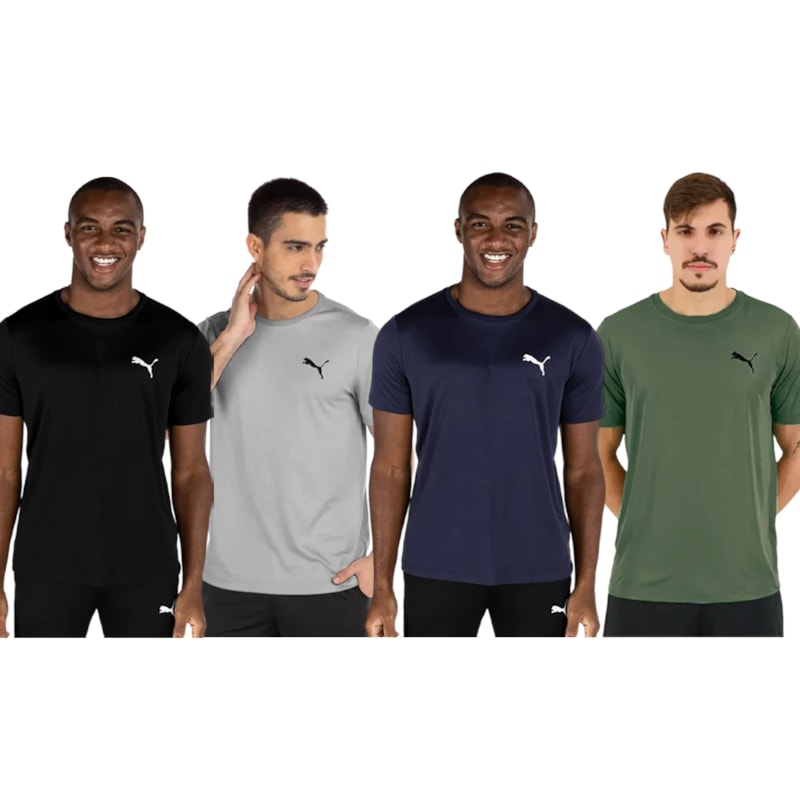 Kit 4 Camisetas Puma Active Small Logo Masculina