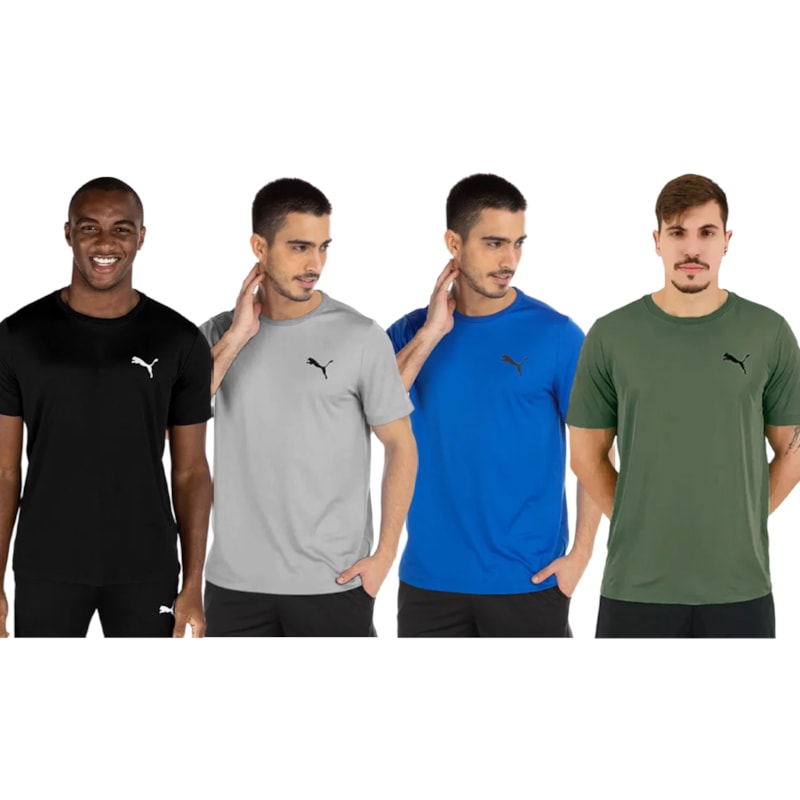 Kit 4 Camisetas Puma Active Small Logo Masculina