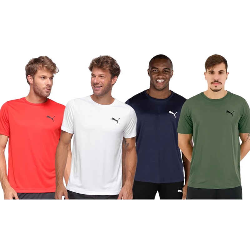 Kit 4 Camisetas Puma Active Small Logo Masculina