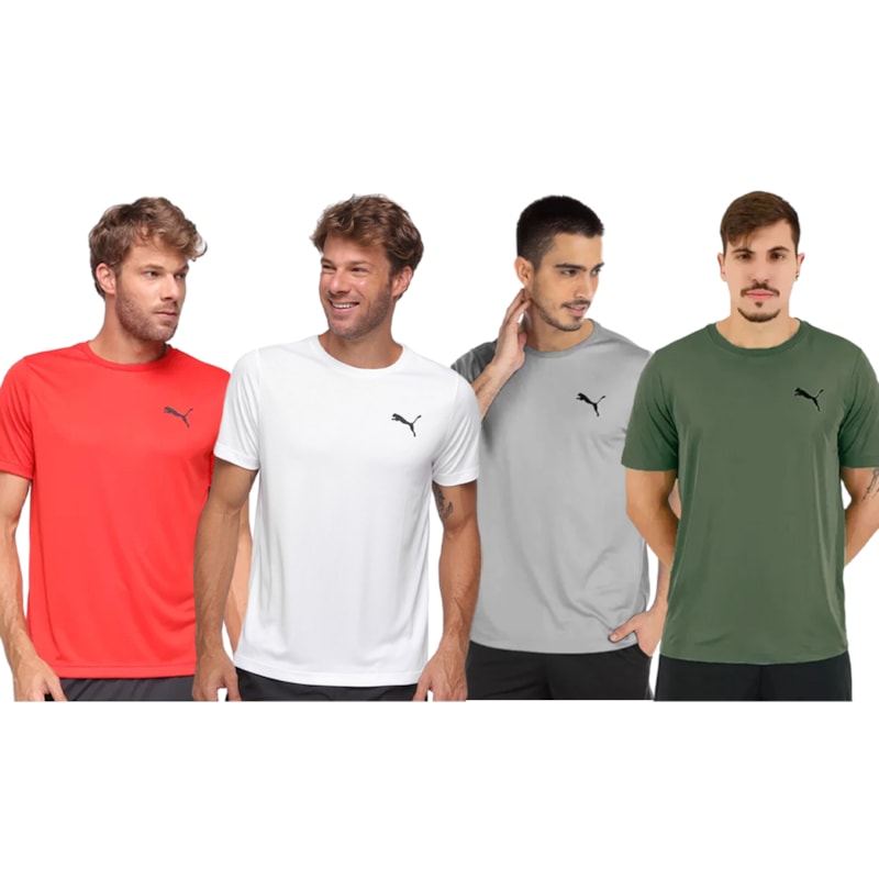 Kit 4 Camisetas Puma Active Small Logo Masculina