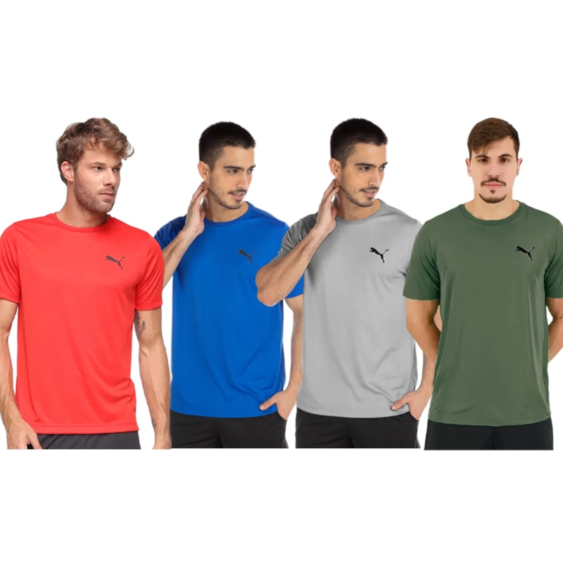 Kit 4 Camisetas Puma Active Small Logo Masculina