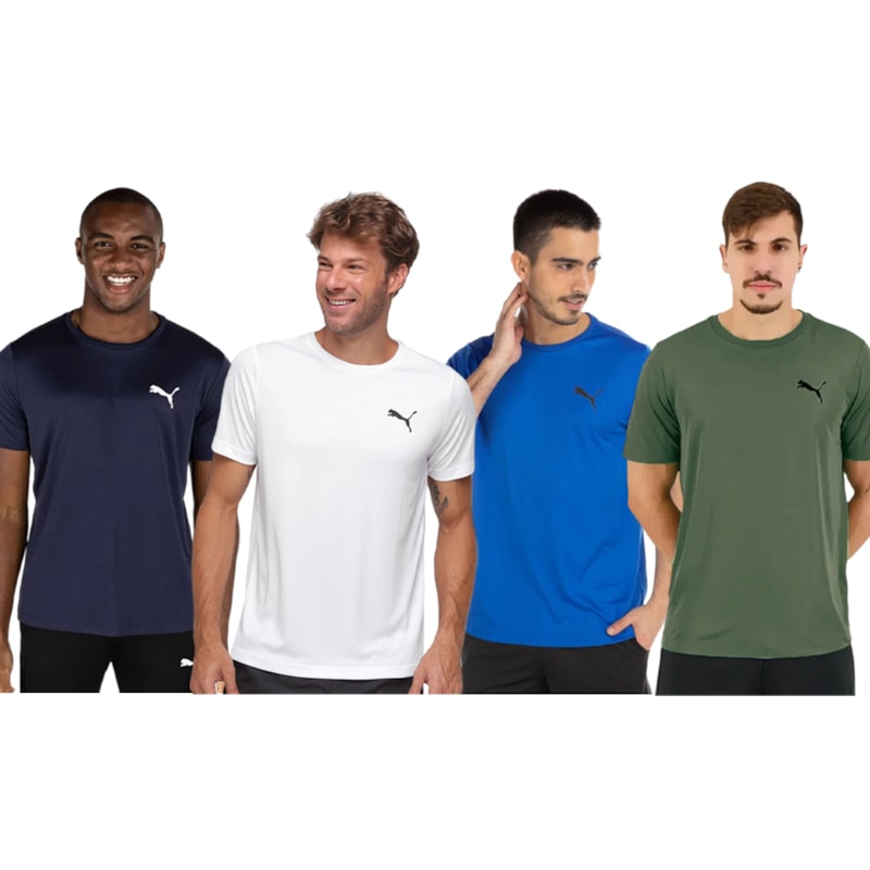 Kit 4 Camisetas Puma Active Small Logo Masculina