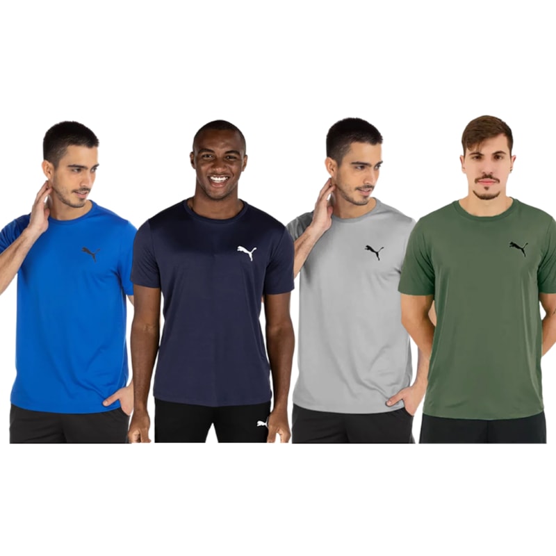 Kit 4 Camisetas Puma Active Small Logo Masculina