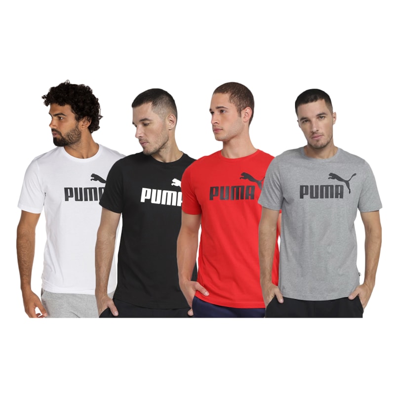 Kit 4 Camisetas Puma Essentials Logo Masculina