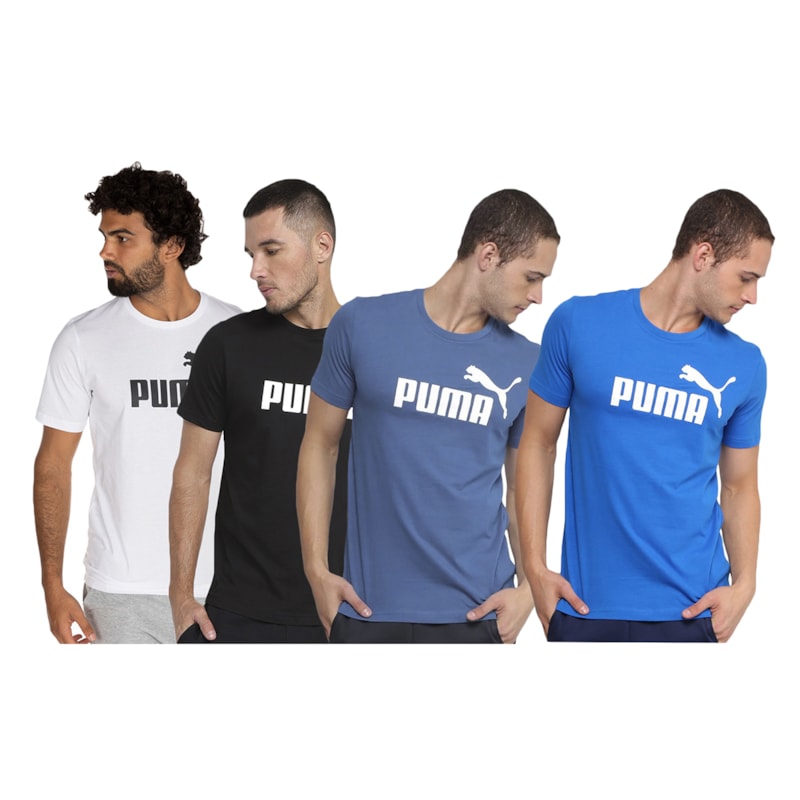 Kit 4 Camisetas Puma Essentials Logo Masculina