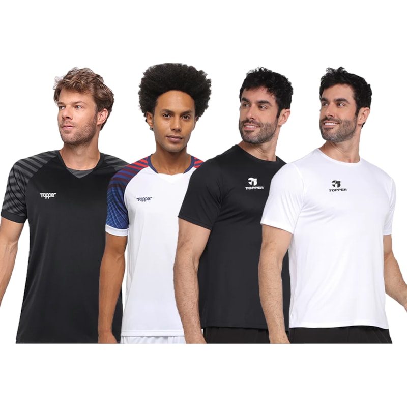 Kit 4 Camisetas Topper Futebol Technic Masculino