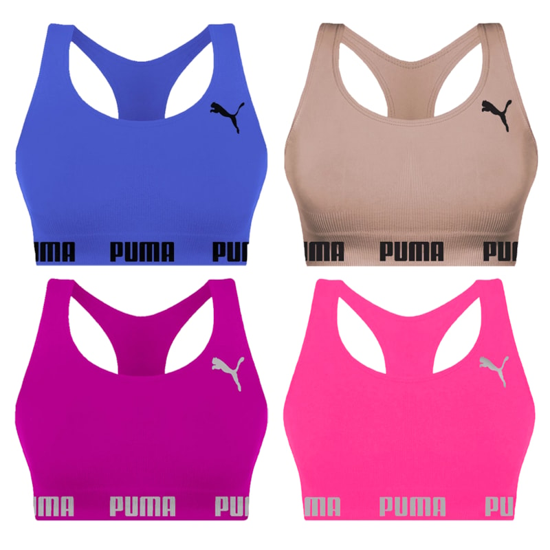 Kit 4 Tops Puma Nadador Sem Costura Feminino