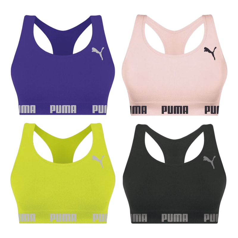 Kit 4 Tops Puma Nadador Sem Costura Feminino Kit 4 Tops Puma Nadador Sem Costura Feminino