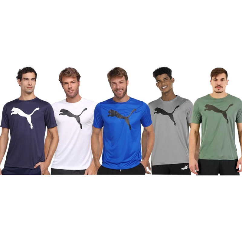 Kit 5 Camisetas Puma Active Big Logo Masculina