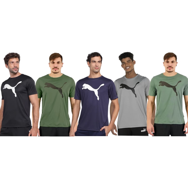 Kit 5 Camisetas Puma Active Big Logo Masculina