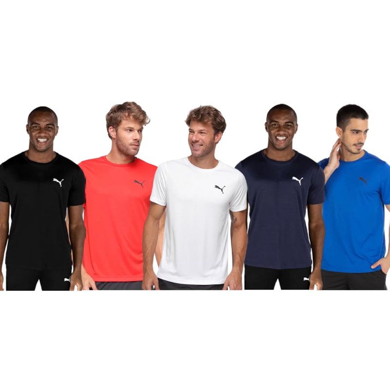 Kit 5 Camisetas Puma Active Small Logo Masculina