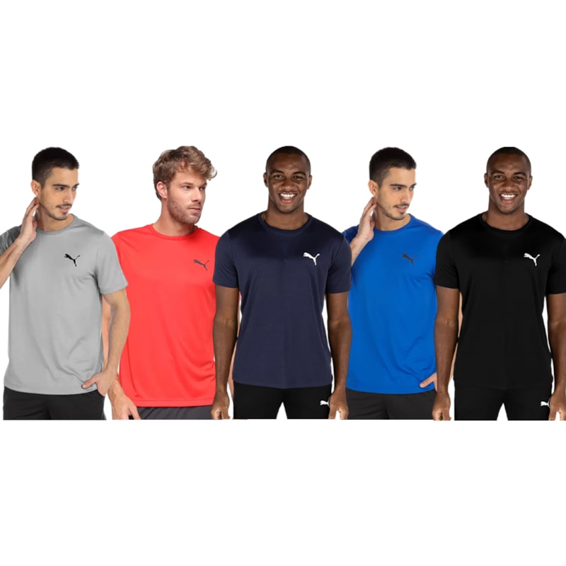 Kit 5 Camisetas Puma Active Small Logo Masculina