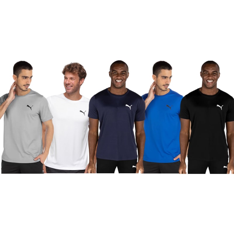 Kit 5 Camisetas Puma Active Small Logo Masculina