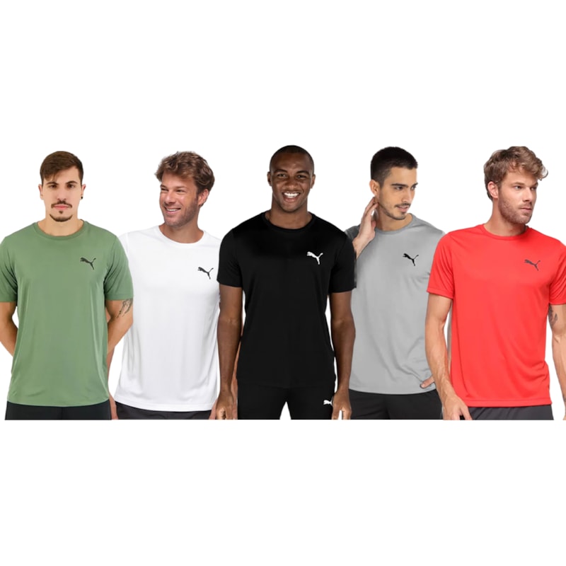 Kit 5 Camisetas Puma Active Small Logo Masculina