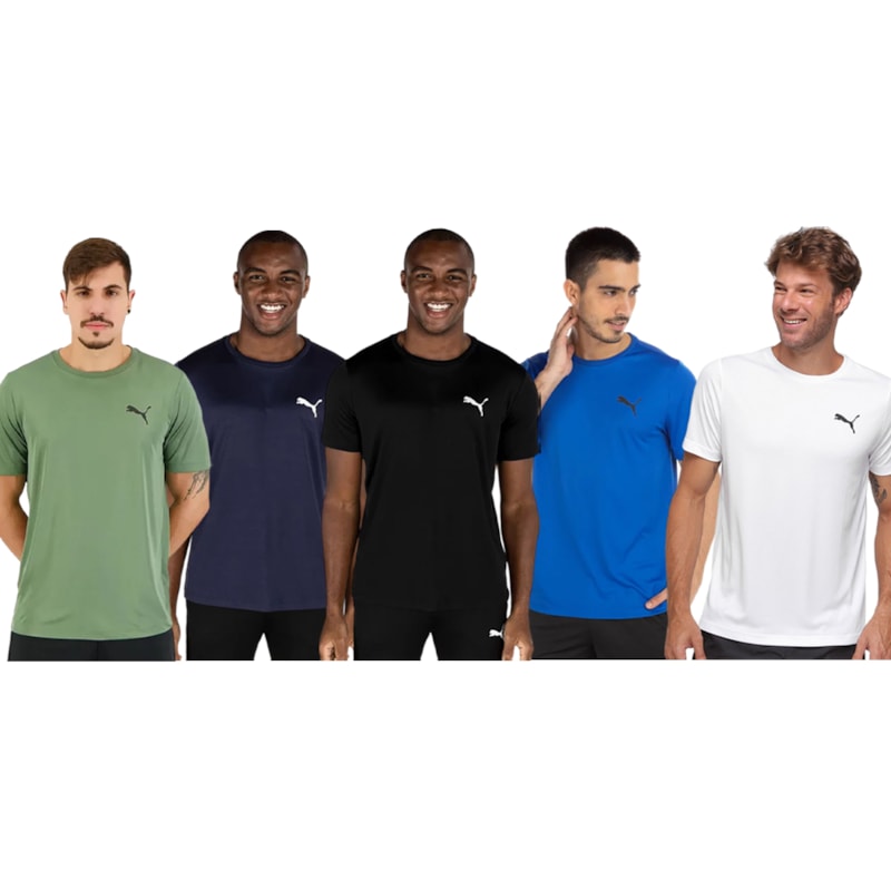 Kit 5 Camisetas Puma Active Small Logo Masculina