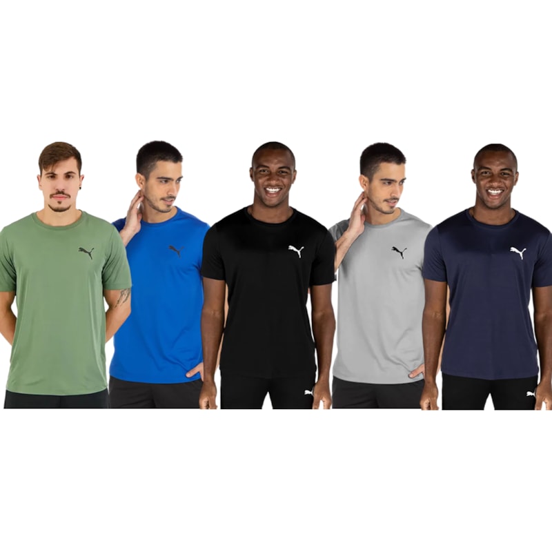 Kit 5 Camisetas Puma Active Small Logo Masculina