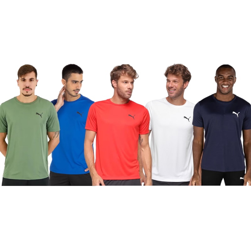 Kit 5 Camisetas Puma Active Small Logo Masculina