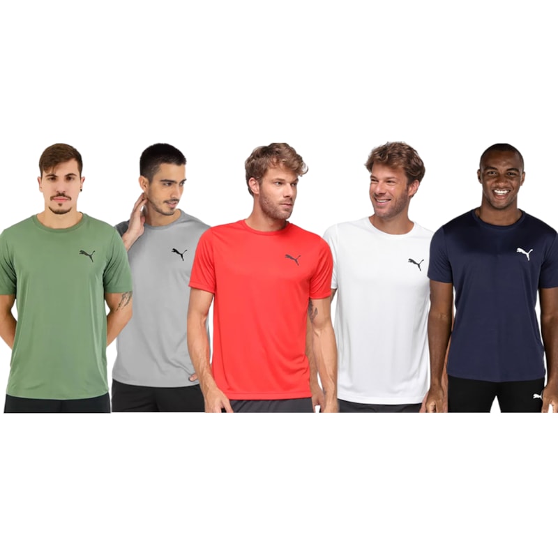 Kit 5 Camisetas Puma Active Small Logo Masculina