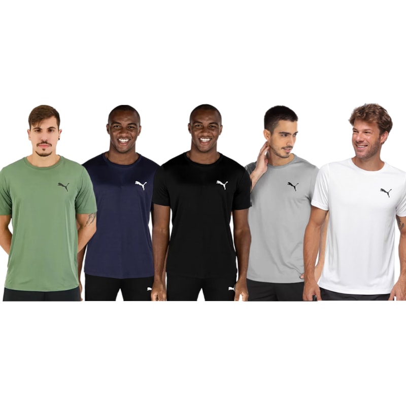 Kit 5 Camisetas Puma Active Small Logo Masculina