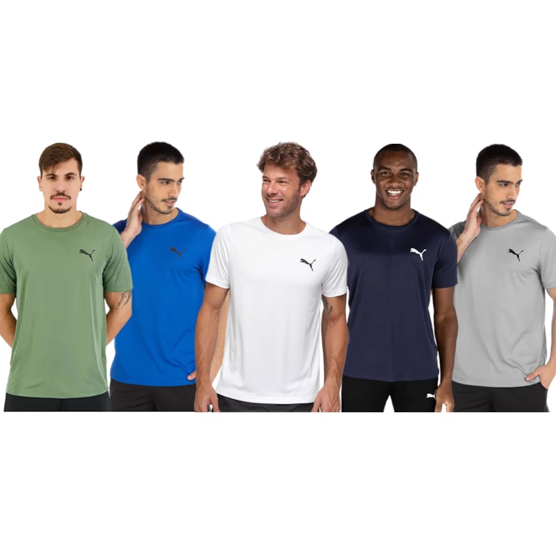 Kit 5 Camisetas Puma Active Small Logo Masculina