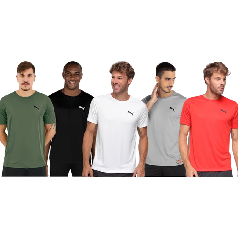 Kit 5 Camisetas Puma Active Small Logo Masculina