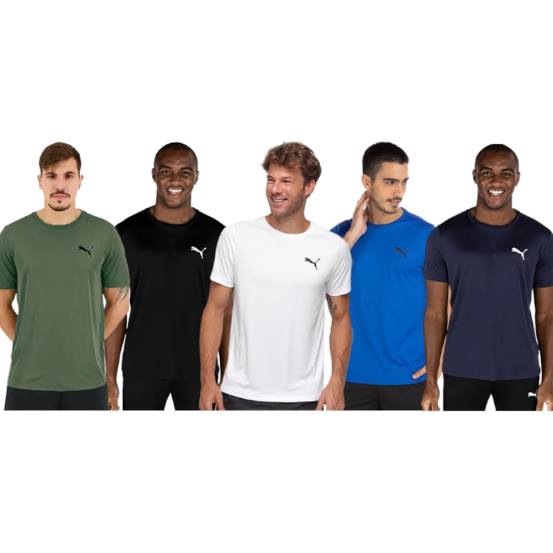 Kit 5 Camisetas Puma Active Small Logo Masculina