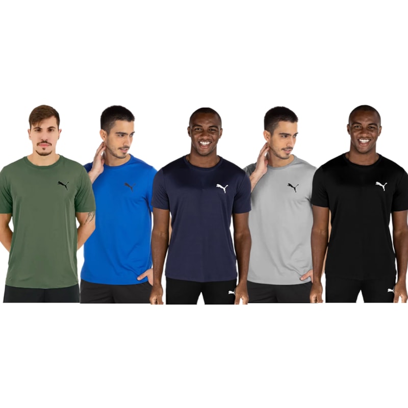 Kit 5 Camisetas Puma Active Small Logo Masculina