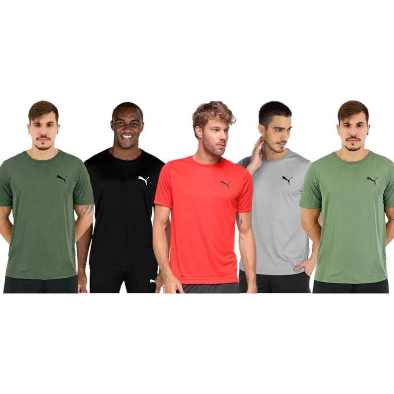 Kit 5 Camisetas Puma Active Small Logo Masculina