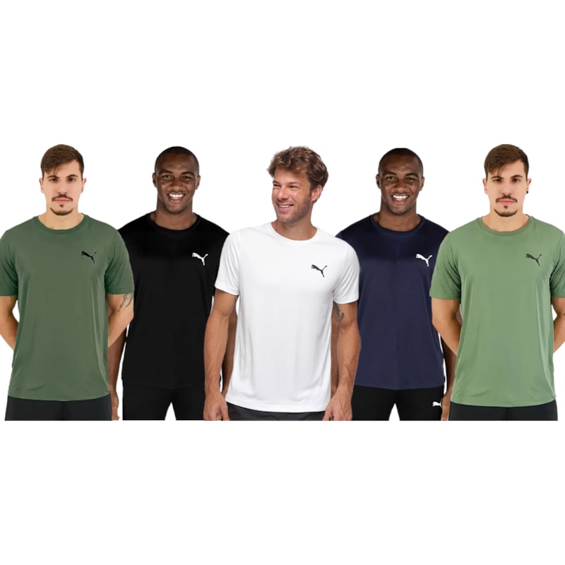 Kit 5 Camisetas Puma Active Small Logo Masculina