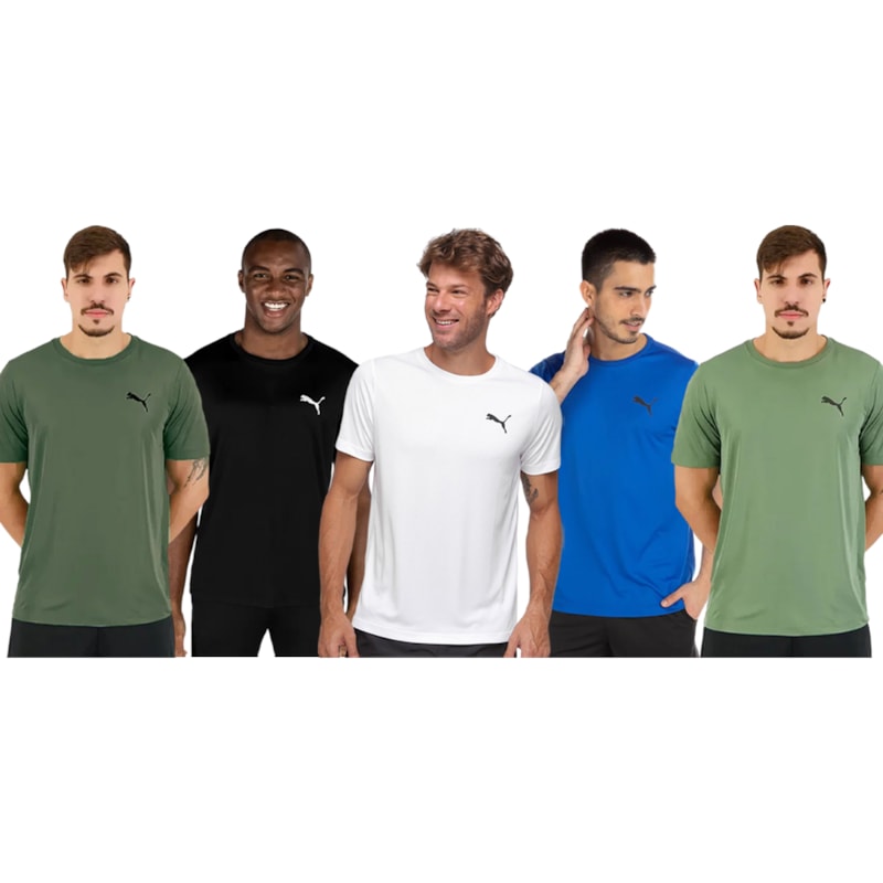 Kit 5 Camisetas Puma Active Small Logo Masculina