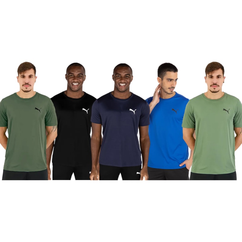 Kit 5 Camisetas Puma Active Small Logo Masculina