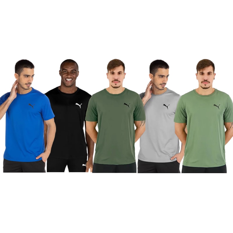 Kit 5 Camisetas Puma Active Small Logo Masculina