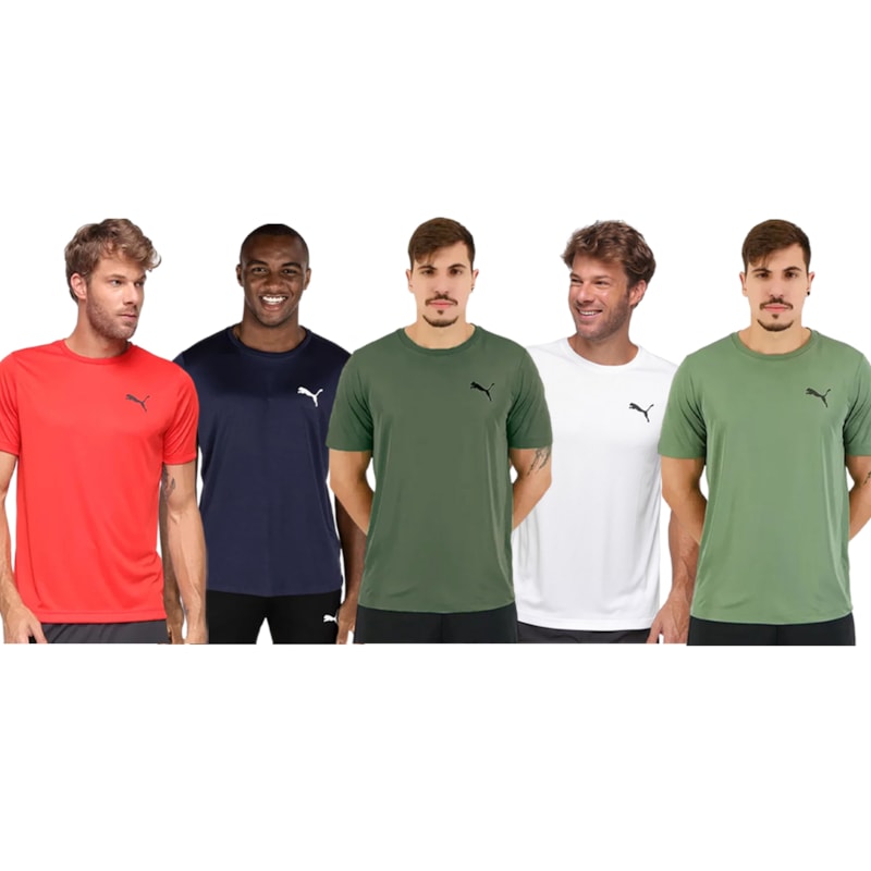 Kit 5 Camisetas Puma Active Small Logo Masculina