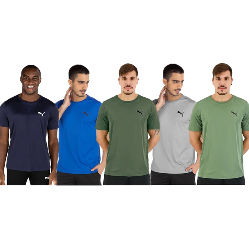 Kit 5 Camisetas Puma Active Small Logo Masculina