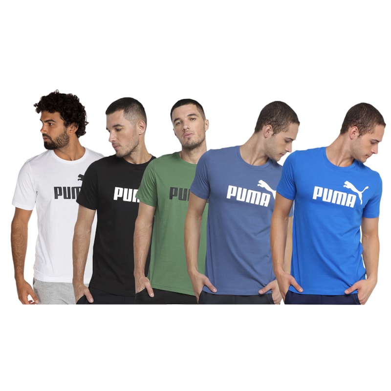 Kit 5 Camisetas Puma Essentials Logo Masculina