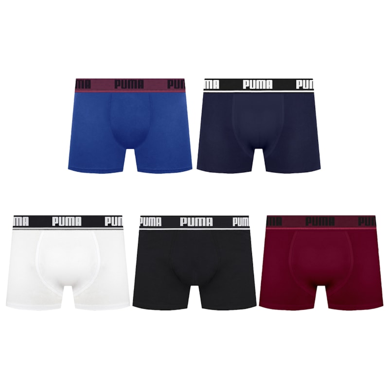 Kit 5 Cuecas Boxer Puma Cotton Masculina