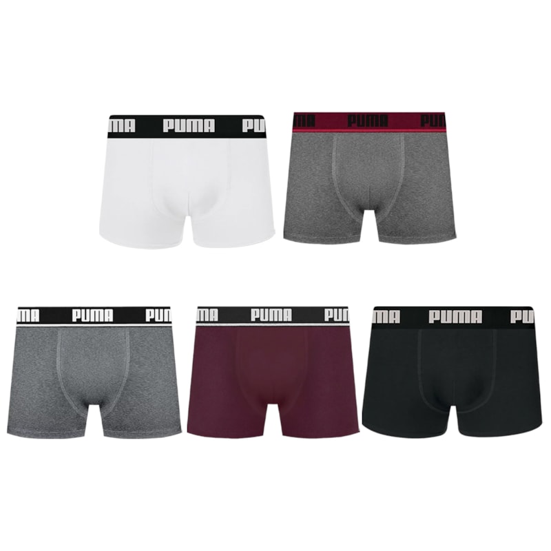 Kit 5 Cuecas Boxer Puma Cotton Masculina