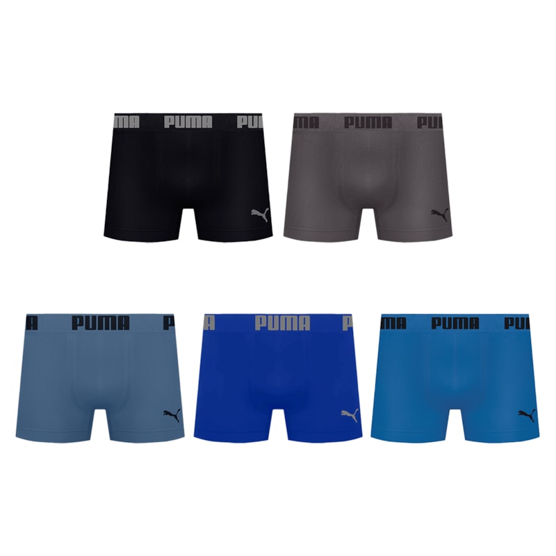 Kit 5 Cuecas Boxer Puma Sem Costura Masculina