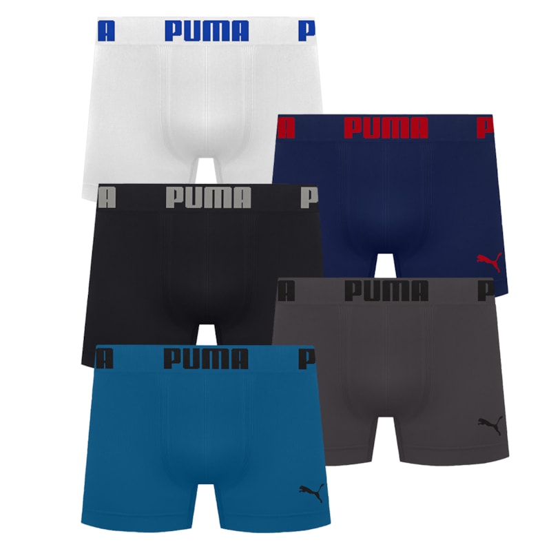 Kit 5 Cuecas Boxer Puma Sem Costura Masculino Kit 5 Cuecas Boxer Puma Sem Costura Masculino