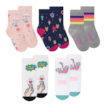 Kit 5 Pares de Meia Selene Meninas Infantil