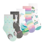 Kit 5 Pares de Meias Selene Meninas Estampada Infantil