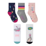 Kit 5 Pares de Meias Selene Meninas Infantil