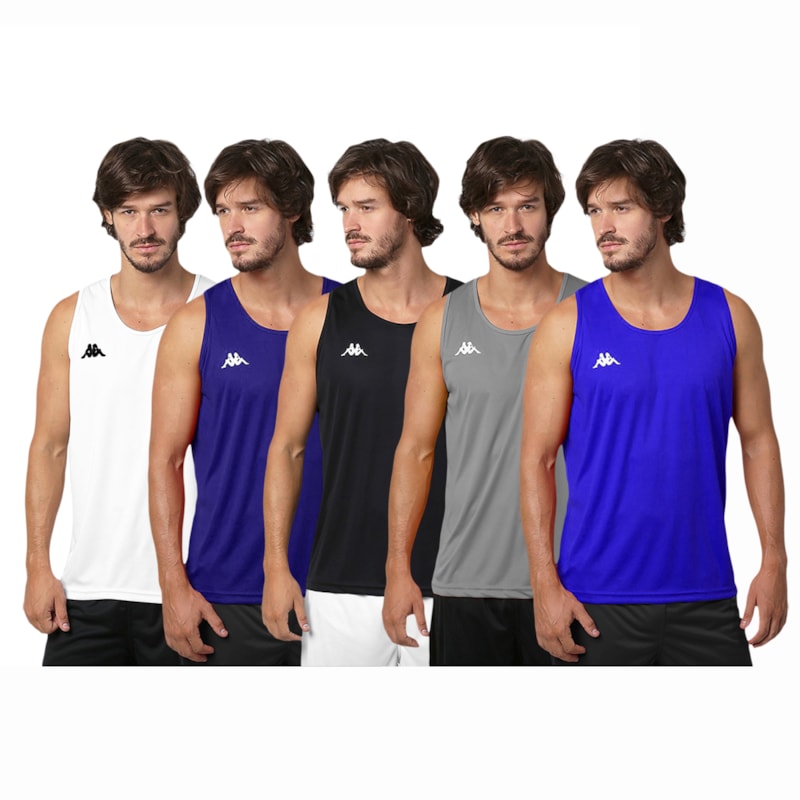 Kit 5 Regatas Kappa Basic Masculina